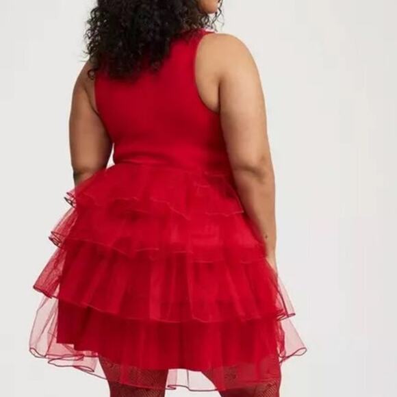 Torrid Plus Size 2 (2X 18/20) Sexy Red Tiered Mini Tank Party Tutu Glam Dress - Picture 4 of 4